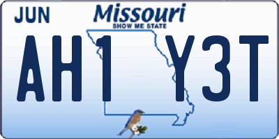 MO license plate AH1Y3T
