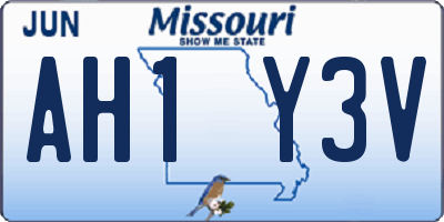 MO license plate AH1Y3V