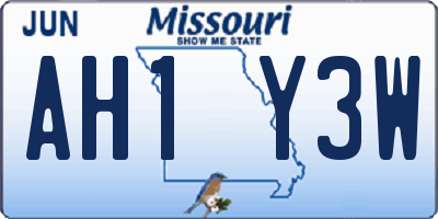 MO license plate AH1Y3W