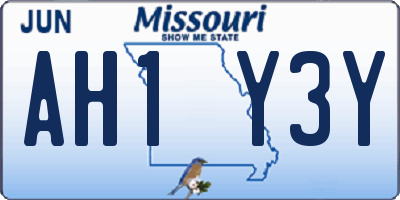 MO license plate AH1Y3Y