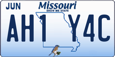 MO license plate AH1Y4C