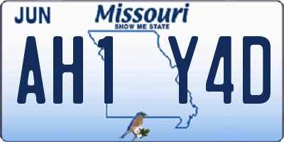 MO license plate AH1Y4D