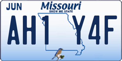 MO license plate AH1Y4F