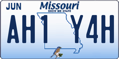 MO license plate AH1Y4H