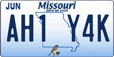 MO license plate AH1Y4K