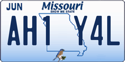 MO license plate AH1Y4L