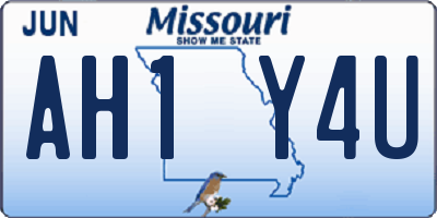 MO license plate AH1Y4U