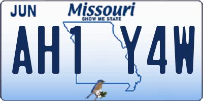 MO license plate AH1Y4W