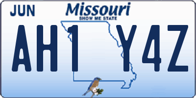 MO license plate AH1Y4Z