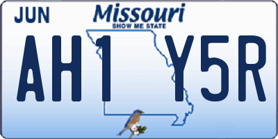 MO license plate AH1Y5R