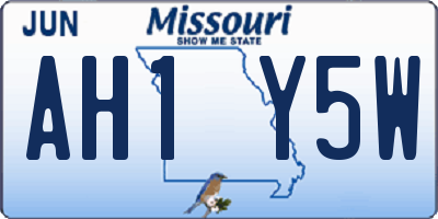 MO license plate AH1Y5W