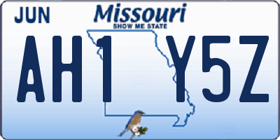 MO license plate AH1Y5Z