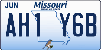 MO license plate AH1Y6B