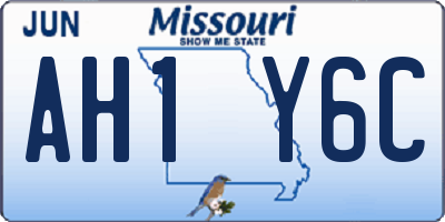 MO license plate AH1Y6C