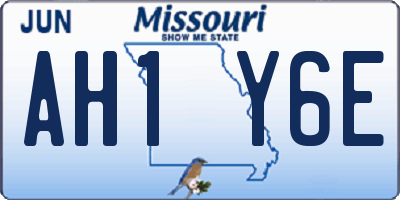 MO license plate AH1Y6E