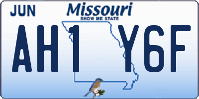 MO license plate AH1Y6F