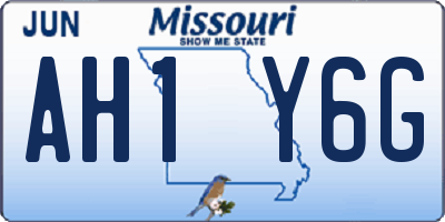 MO license plate AH1Y6G