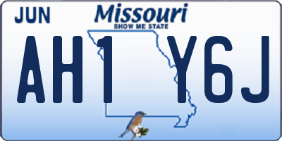 MO license plate AH1Y6J