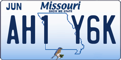 MO license plate AH1Y6K