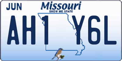 MO license plate AH1Y6L