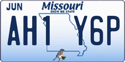 MO license plate AH1Y6P