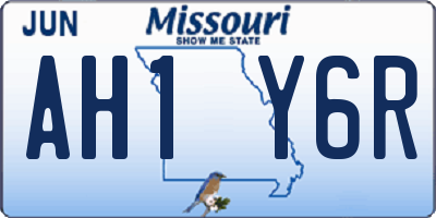 MO license plate AH1Y6R