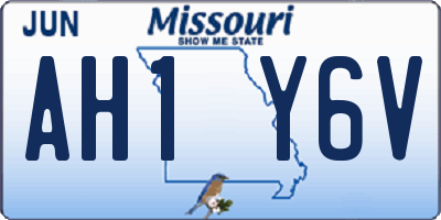 MO license plate AH1Y6V