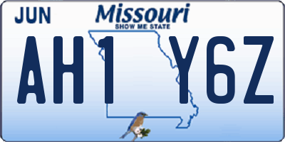 MO license plate AH1Y6Z