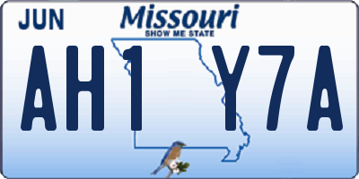 MO license plate AH1Y7A