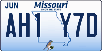 MO license plate AH1Y7D