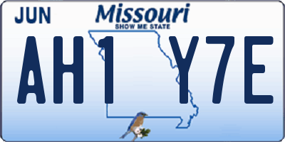 MO license plate AH1Y7E