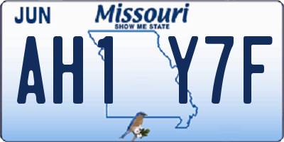 MO license plate AH1Y7F