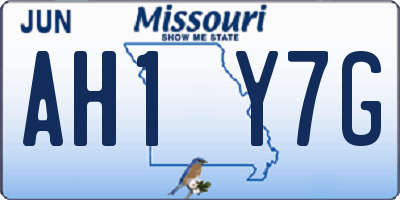 MO license plate AH1Y7G