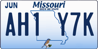 MO license plate AH1Y7K