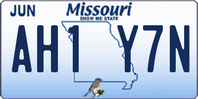 MO license plate AH1Y7N