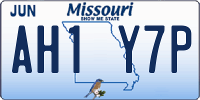 MO license plate AH1Y7P