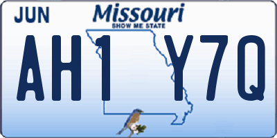 MO license plate AH1Y7Q