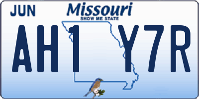 MO license plate AH1Y7R