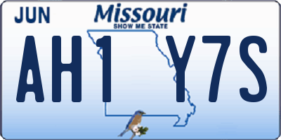 MO license plate AH1Y7S