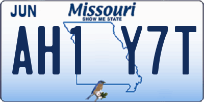 MO license plate AH1Y7T