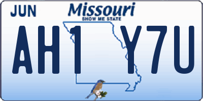 MO license plate AH1Y7U