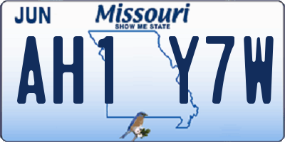 MO license plate AH1Y7W