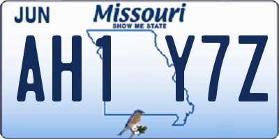 MO license plate AH1Y7Z