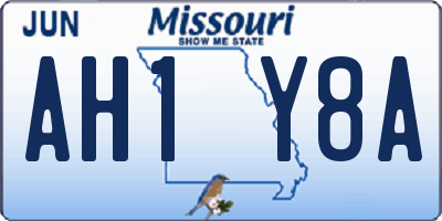 MO license plate AH1Y8A