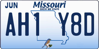 MO license plate AH1Y8D