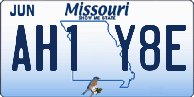 MO license plate AH1Y8E