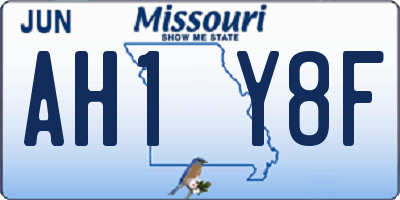 MO license plate AH1Y8F