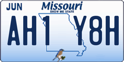 MO license plate AH1Y8H