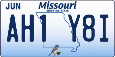 MO license plate AH1Y8I