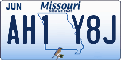 MO license plate AH1Y8J